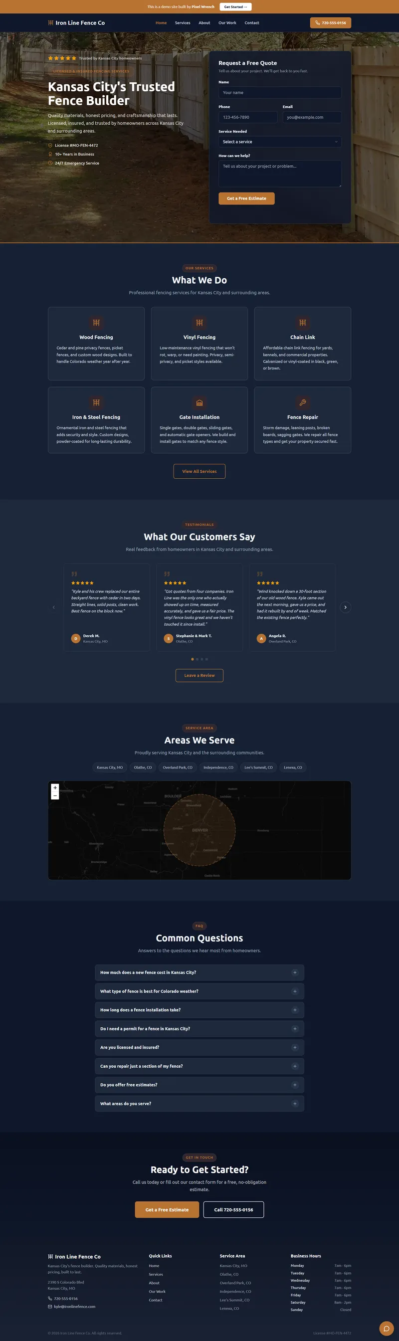 Fencing website demo