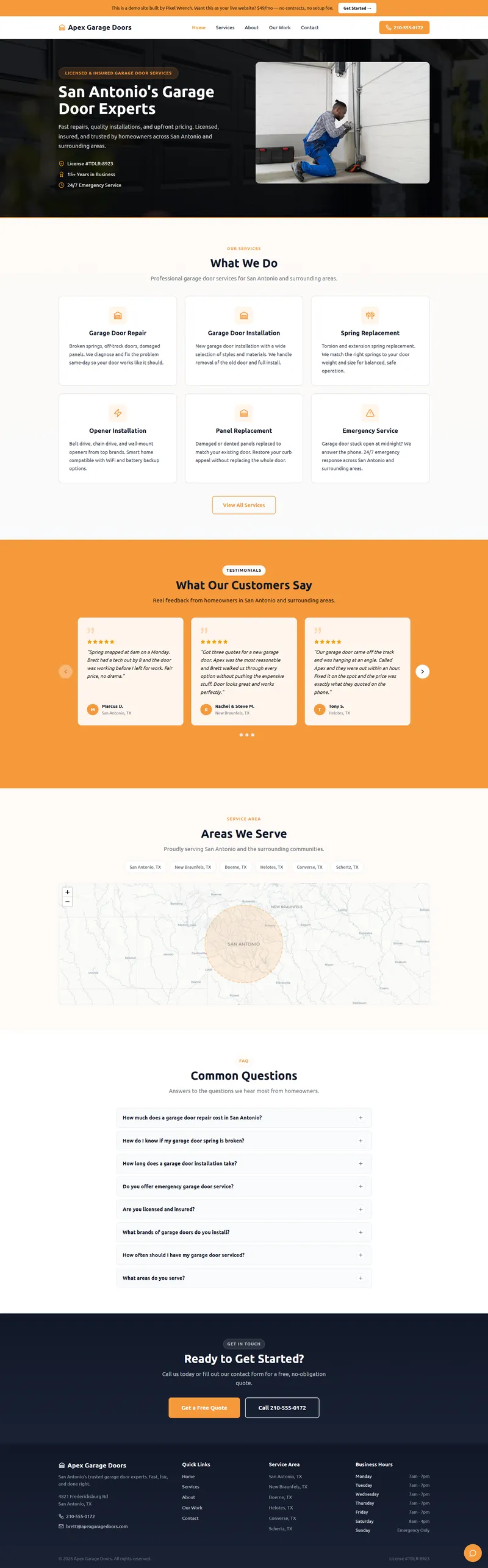 Garage Door website demo