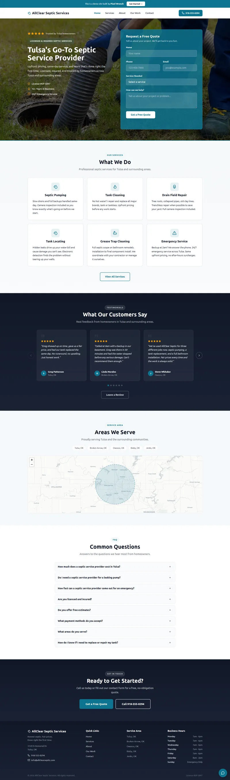Septic Services website demo